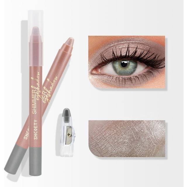 (06) Pinkish Pearly Diamond Highlighter Pen With Pencil Sharpener, Shiny Eyeshadow Eyeliner Pen, Smooth Brightening Eyeliner Pen
