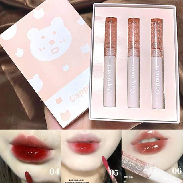 3Pcs Lipgloss Moisturize Lip Gloss Lip Glaze Transparent Glass Lip Oil Waterproof Liquid Lipstick Nude Brown Clear Tint Makeup B456