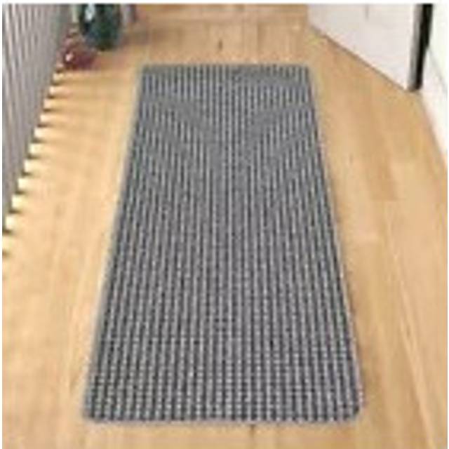 (Grey, 90x150cm) Washable Door Mats Non Slip Stripe Kitchen, Corridor, Hallway Runners Rugs Mats