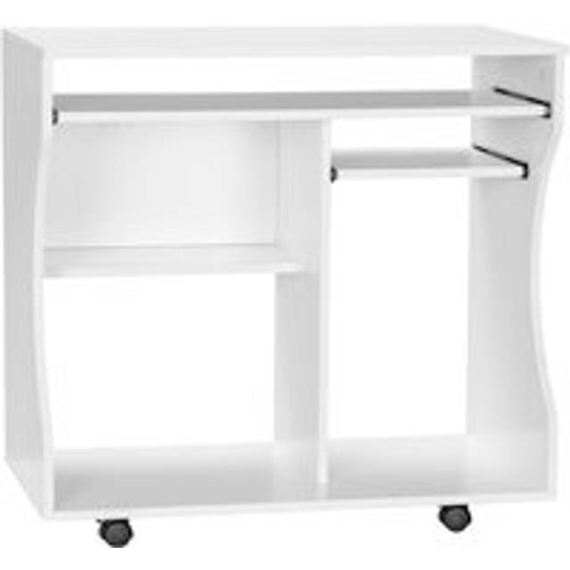HOMCOM Computer Table Study Desk with Sliding Keyboard Tray, White