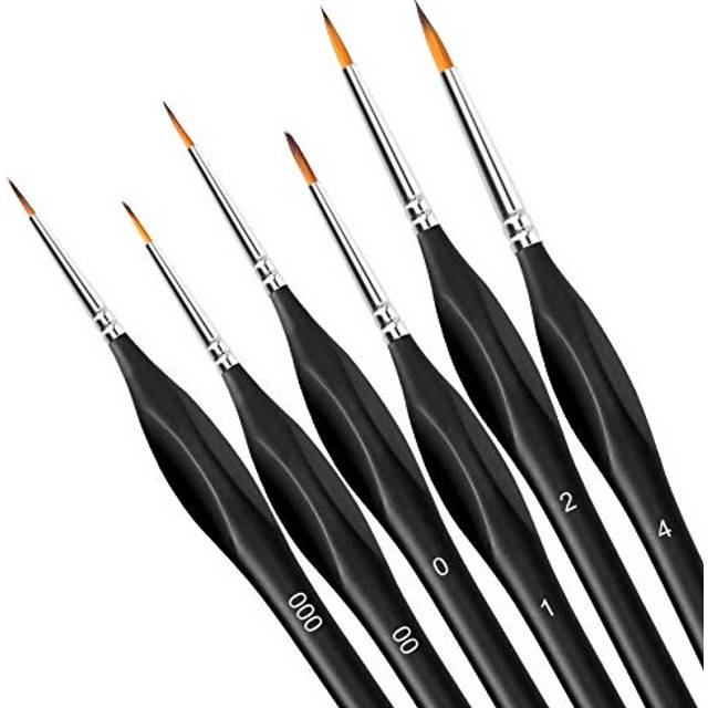 Paint Brushes 6 Pieces Set, Professional Fine Tip Paint Brush Set Round Pointed Tip Nylon Hair artist acrylic brush for Acrylic Watercolor Oil
