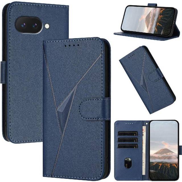 (Blue) Flip Case for Google Pixel 9a with Card Slots Flip Protective Mobile Phone Anti-fall with Kickstand Function Premium Pu Leather
