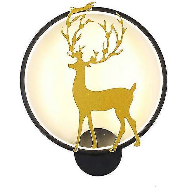 (As show, One size) nordic elk wall sconce,bedside lamp in bedroom modern led lamp,white,three colors dimmable light