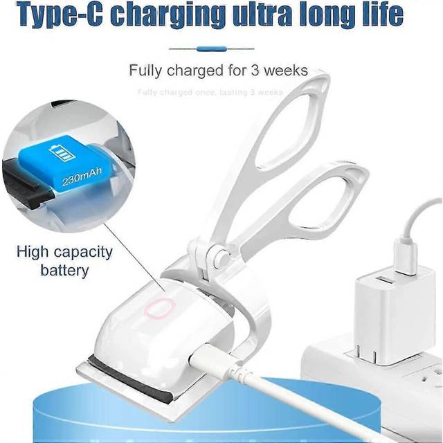 (As show, One size) Heated Eyelash Curler With Silicone Pad, Electric Lash Curler Mini Usb Rechargeable Eyelashes Curler