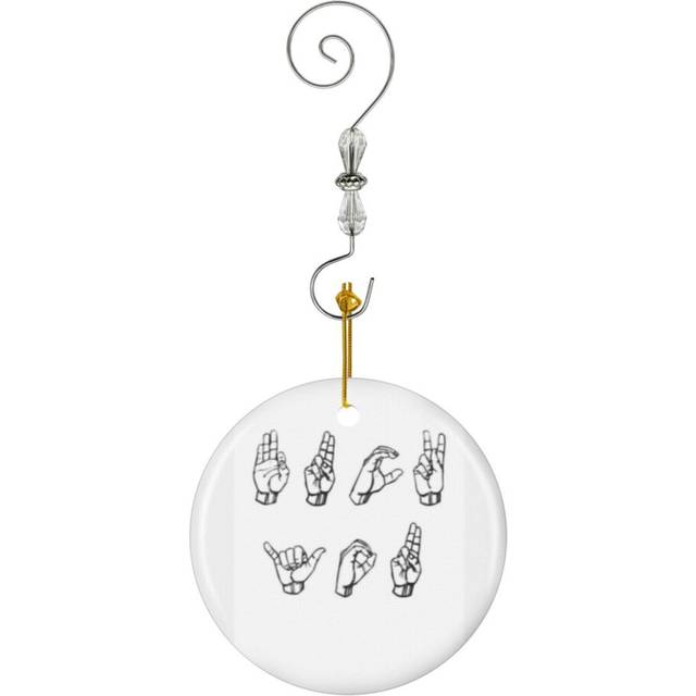 (Funny - Fuck You In Sign Language Rude-9330) Christmas Ornaments Ceramic Charm with Hook Crystal Handmade Xmas Tree Decorations KeepsakeÂStocking St