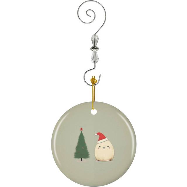 (Cute Minimalist Christmas_6918) Christmas Ornaments Ceramic with Crystal Hook Xmas Handmade Tree Decorations KeepsakeÂGifts Stocking Stuffer