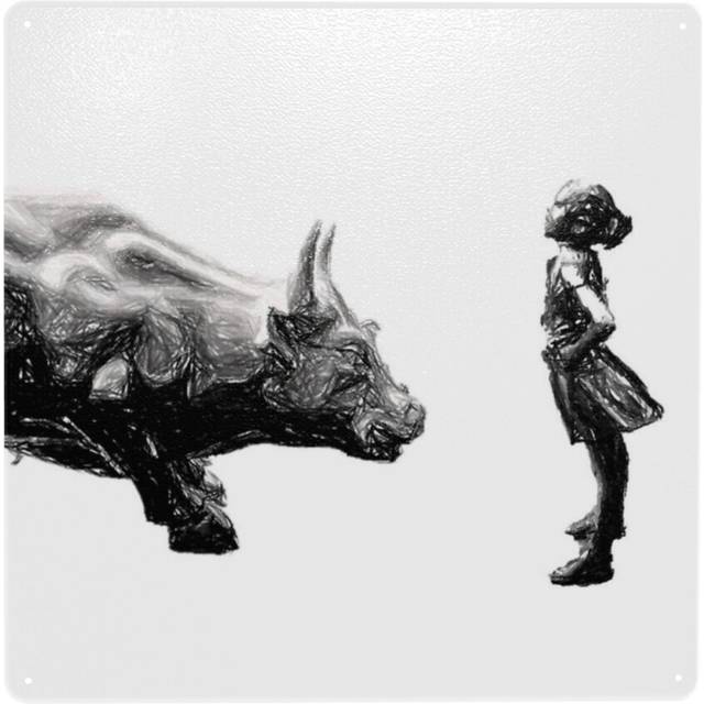 "(Fearless Girl Statue Wall Street Bull Feminist Be Fearless=9) Metal Tin Sign 12x12"" Wall DÃ©cor Cafe Bar Beer Pub Signs Christmas Gift"