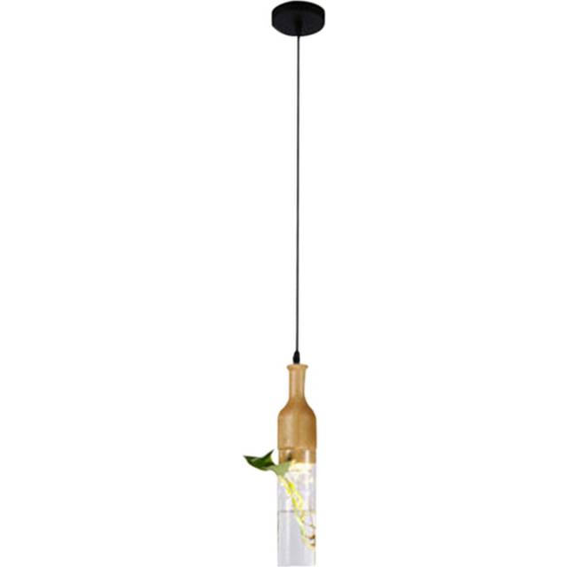 Modern LED Plant Pendant Lights Wood Glass Bottle Lustres Luminaire Industrial Decor Hanging Lamp Lighting 1