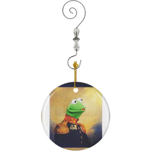 (Kermit The Frog Retro Portrait-9351) Christmas Ornaments Ceramic Charm with Hook Crystal Handmade Xmas Tree Decorations KeepsakeÂStocking Stuffer