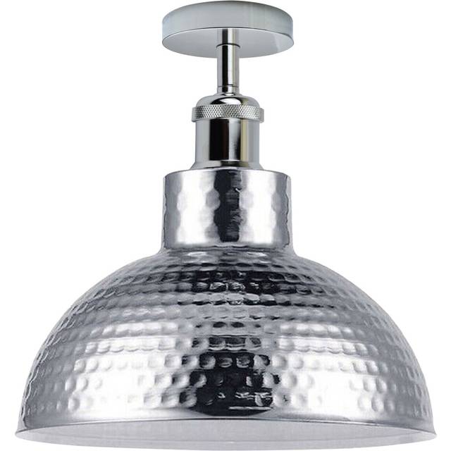 Vintage Industrial Style Flush Mount Metal Chrome Ceiling Light