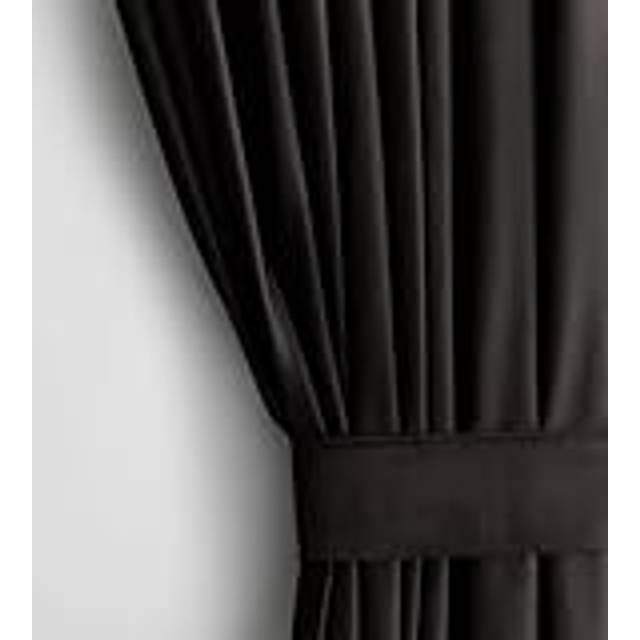 AmeliaHome, set H 270 x B 140 cm med gardinomtag 54 x 10 cm sammetsoptik, svart, 1 st. öljettgardin, sammet, halvmörkläggningsgardin, fönsterdekoration, dekorativ gardin