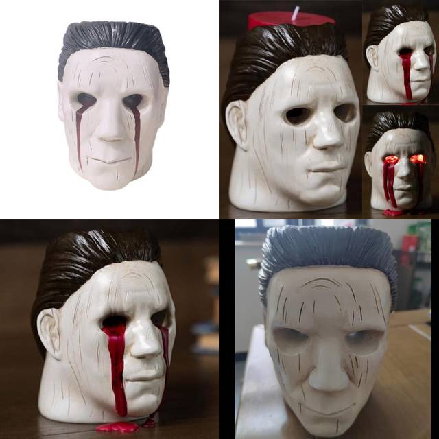 Artistic Michael Candle Holder Unique Resin Design Perfect For Halloween And Gift Giving Occasions