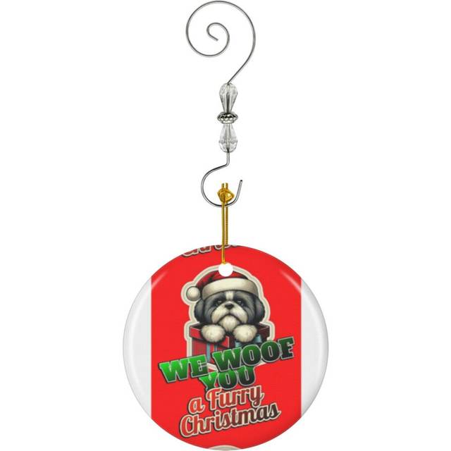 (Shih Tzu Christmas Xmas Gift_10388) Christmas Ornaments Ceramic with Crystal Hook Xmas Handmade Tree Decorations KeepsakeÂGifts Stocking Stuffer