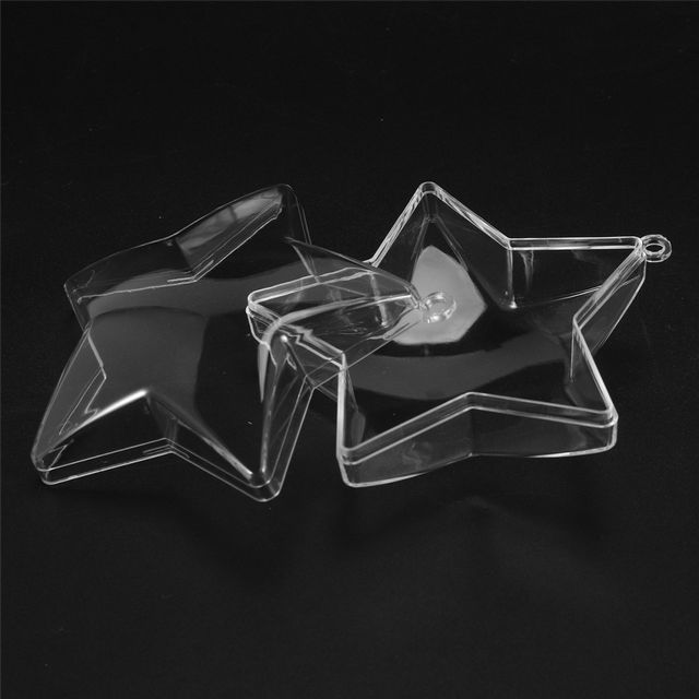10 Sets 80mm DIY Fillable Balls Clear Plastic Ornaments Christmas Tree Ornament Bauble Supplies (Star Shape)