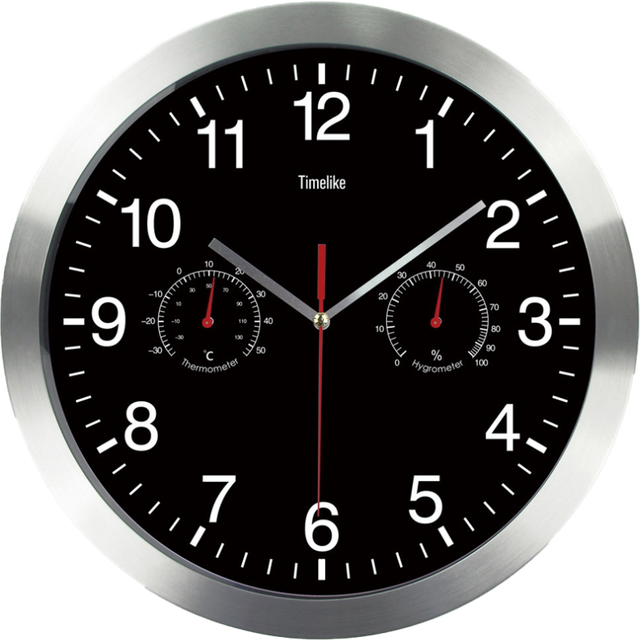Indoor/Outdoor Retro Round Waterproof Wall Clock With Thermometer-Black