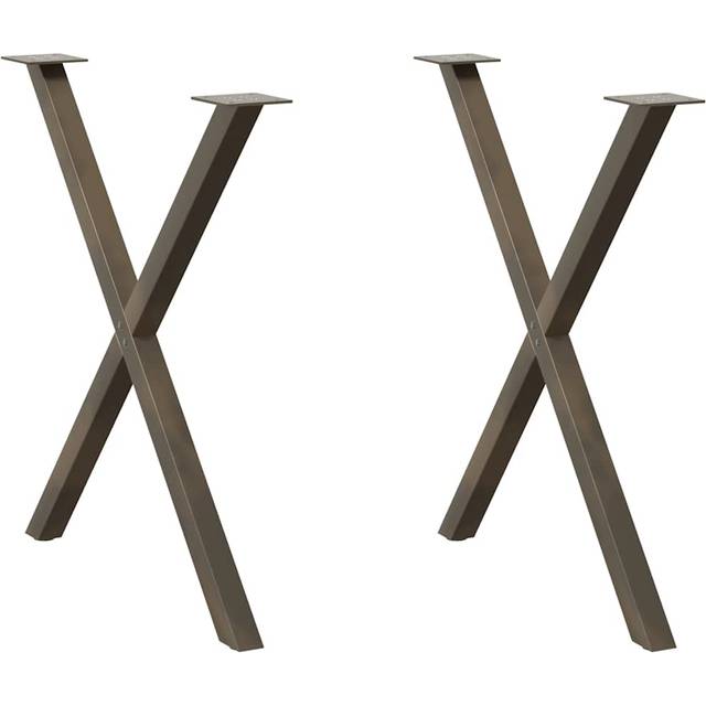 vidaXL Dining Table Legs X-Shaped 2 pcs Natural Steel 70x(72-73) cm Steel - Brown