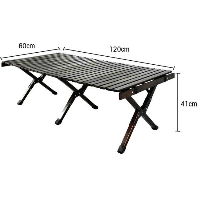 (Black, L) Folding Wood Table Portable Camping Large Wooden Desk with Carry Bag for Beach Picnic Outdoor Garden Backyard Furniture