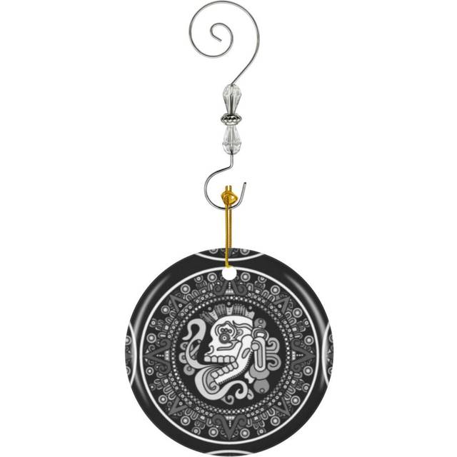 (Aztec Skull Art-6279) Christmas Ornaments Ceramic Charm with Hook Crystal Handmade Xmas Tree Decorations KeepsakeÂStocking Stuffer