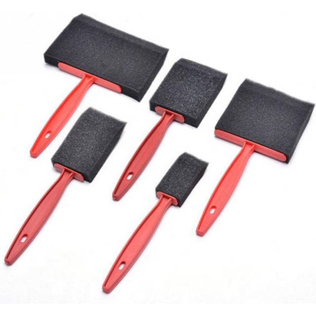 5pcs/set Black+red Foam Brush Plastic Handle Sponge Brush Art Craft Painting Brush 5 sizes Drawing Tool Tool Art Supplies