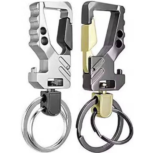 2 Pcs Fashion Metal Car Key Ring Alloy Chain Heavy Duty Gift Key Ring Keychain Holder