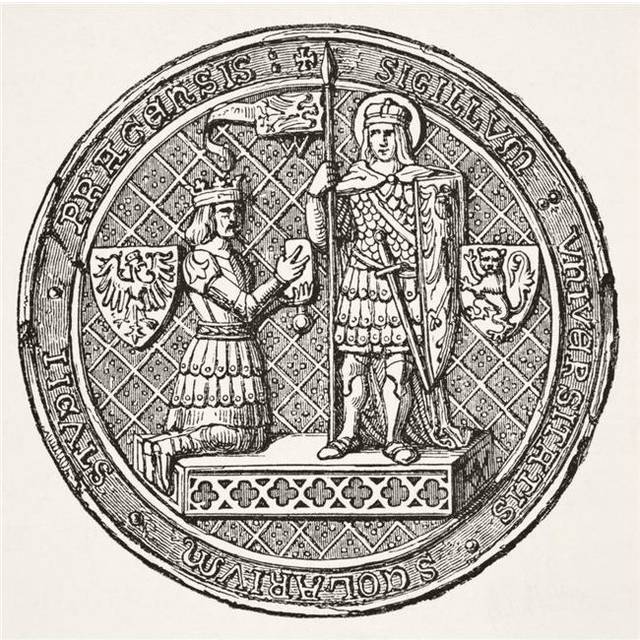 Seal of The University of Prague From Science & Literature In The Middle Ages Poster Print, 14 x 14