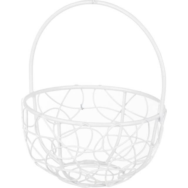 (Round Basket Medium, White) 6x Wire Metal Mesh Wedding Table Decor Baskets