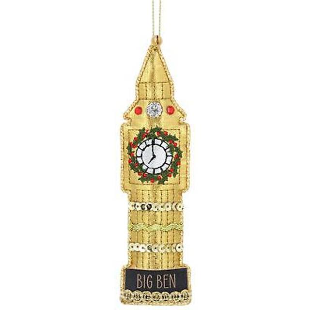 Big ben christmas bauble | luxury fabric london hanging tree ornament - 13cm