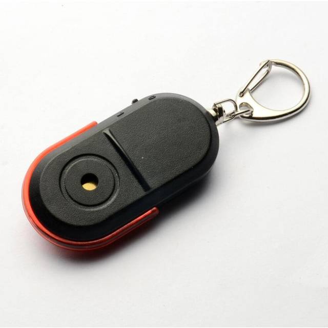 (Red) FEIJIEAST Anti-Lost Alarm Key Finder Locator Keychain Device Whistle Sound Finder LED Light