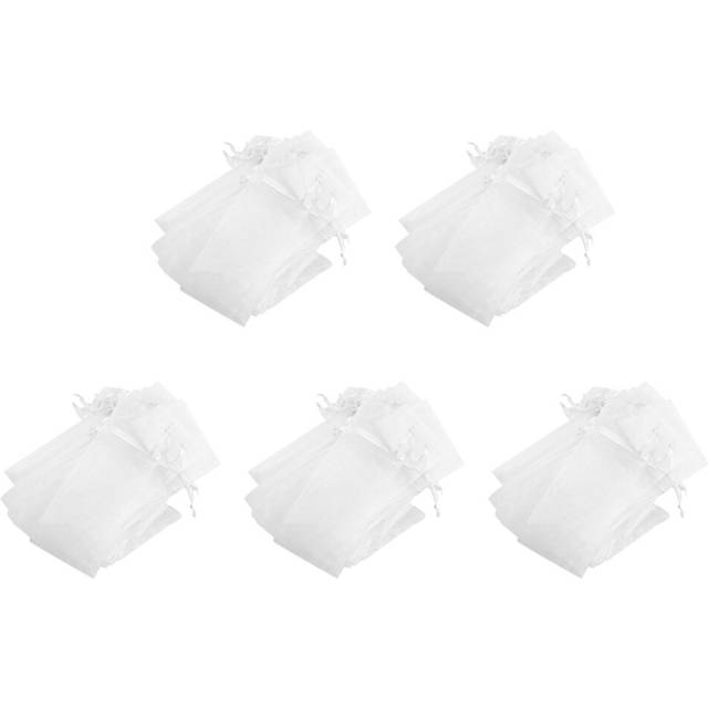 250Pcs White Drawstring Organza Folding Hand Fan Pouch Wedding Favor Gift Bags