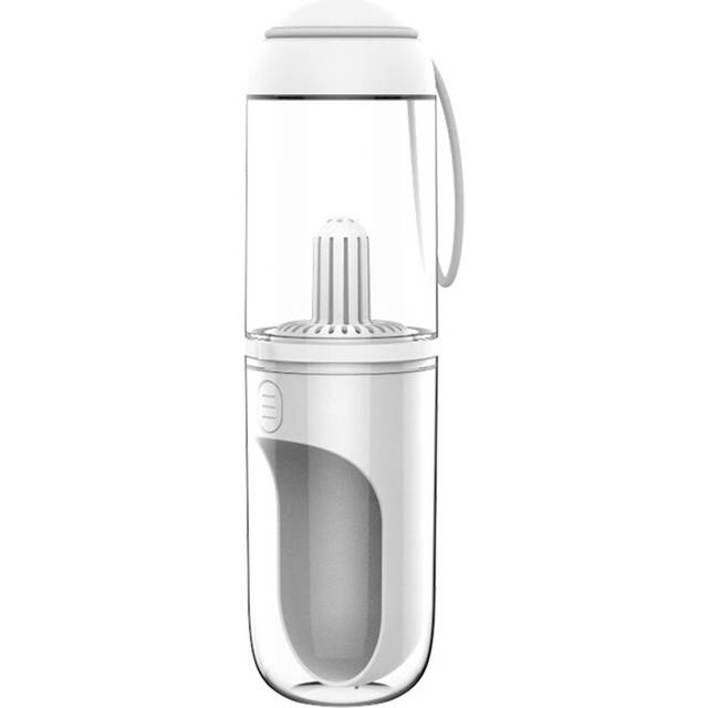 Dog Water Bottle with Filter Leak Proof Portable 11oz Capacity Puppy Water Dispenser with Bowl Travel Accessories - White