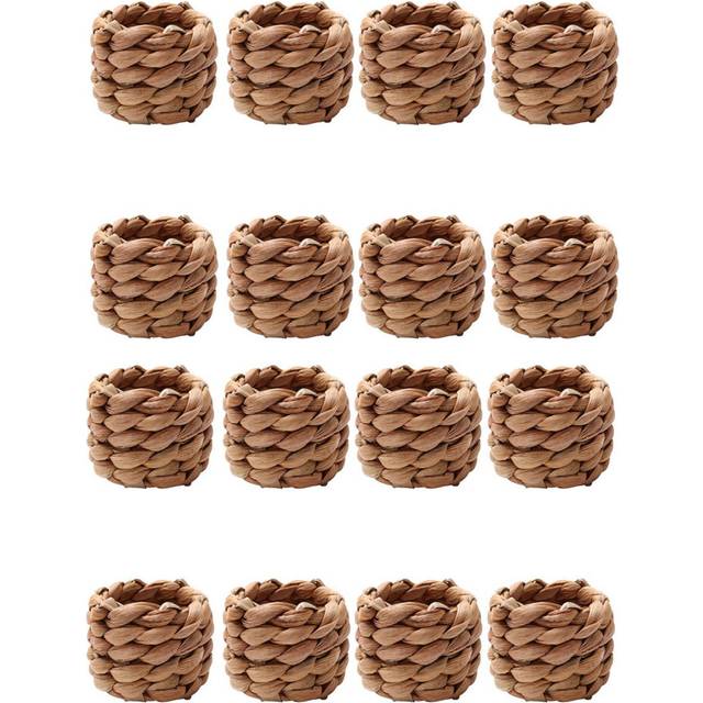 16Pcs Country Style Water Woven Napkin Ring, Hand-Woven Straw Farmhouse Natural Buckle