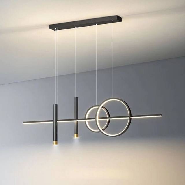 (Flashlight-black) Hall Chandelier Modern Simple Starry Sky Nordic Bar Lamps