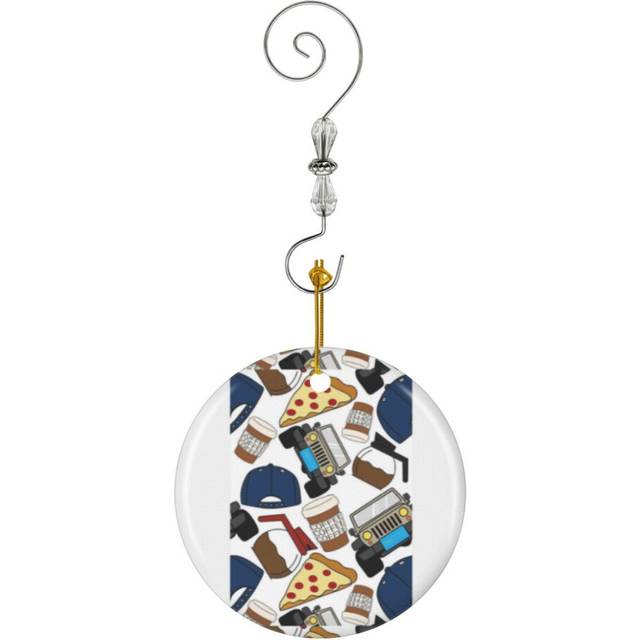 (Luke?s Coffee Pizza Lorelai Car Diner White Pack-6950) Christmas Ornaments Ceramic Charm with Hook Crystal Handmade Xmas Tree Decorations KeepsakeÂS