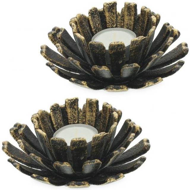 set of 2 flower-shaped tealight holders