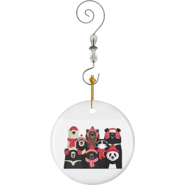 (Bear Family Portrait Winter Edition-2500) Christmas Ornaments Ceramic Charm with Hook Crystal Handmade Xmas Tree Decorations KeepsakeÂStocking Stuff