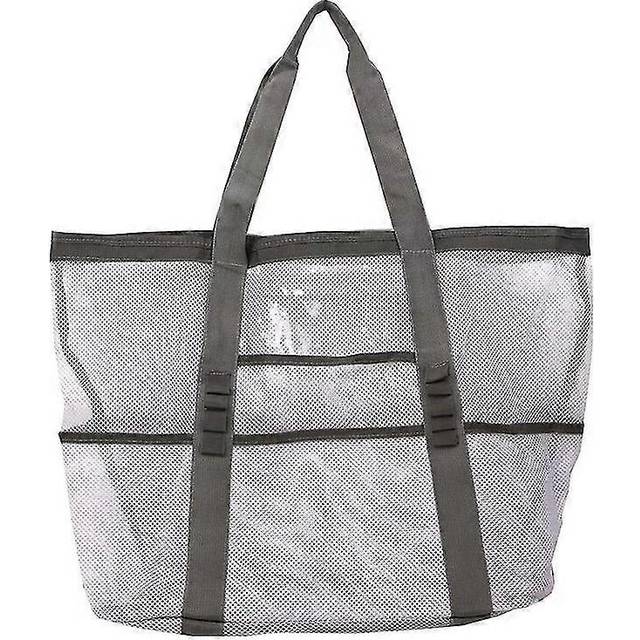 (WHITE, One size) Mesh Beach Bag - Large Tote Bags For Women, Beach Essentials For Vacation