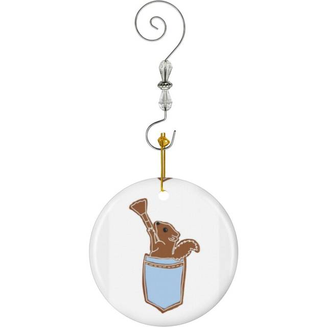 (Happy Little Gingerbread Squirrel-1462) Christmas Ornaments Ceramic Charm with Hook Crystal Handmade Xmas Tree Decorations KeepsakeÂStocking Stuffer
