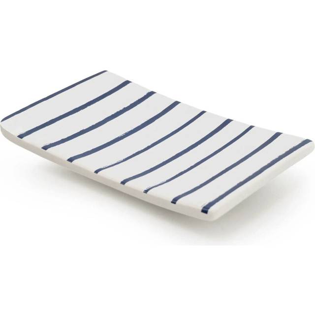 Harbour Stripe Ceramic Soap Dish | Nautical Bathroom Kitchen Soap Storage Holder Tray | Decorative Hand Soap Dish Bathroom Accessory