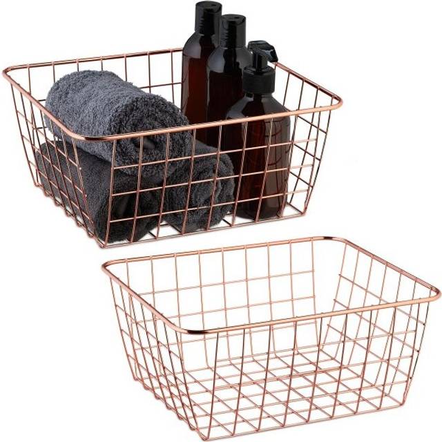 Wire basket set of 2 rose gold