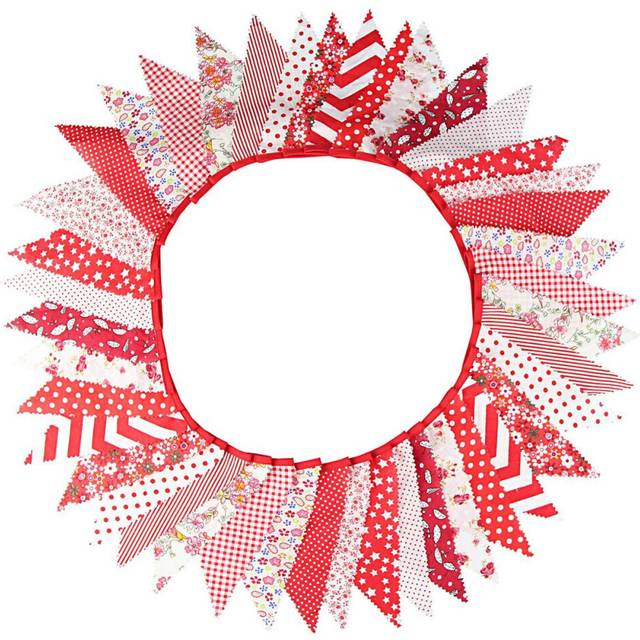 Fabric Bunting Banner 42 Flags 12M Cotton Party Bunting Garden Garland Playroom Wedding Birthday Parties Decoration A