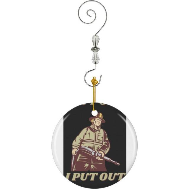 (I Put Out - Funny Firefighter Gift-8478) Christmas Ornaments Ceramic Charm with Hook Crystal Handmade Xmas Tree Decorations KeepsakeÂStocking Stuffe