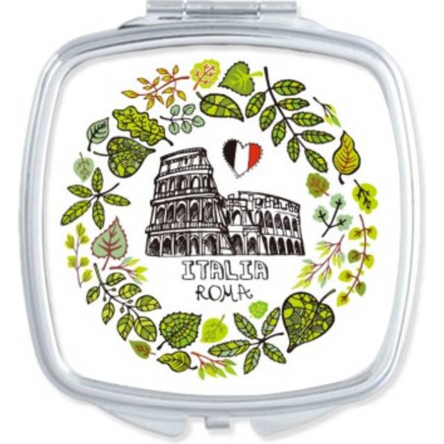 roma italy illustration mirror portable compact pocket makeup double sided glass
