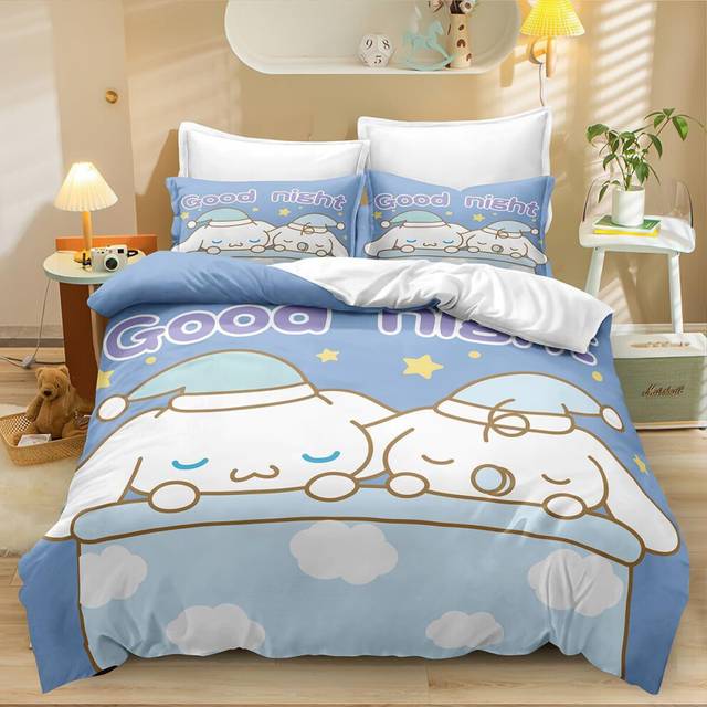 (YGG-004, 200*260 three-piece set) Girl Hello Kitty Cat Quilt Duvet Cover Bedding Set Pillowcase Single Double Gift