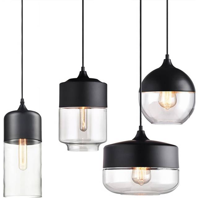 4PCS-Modern Pendant Light Industrial Vintage Chandelier Creative Glass Hanging Lamp Retro Ceiling Light For Living Room Kitchen