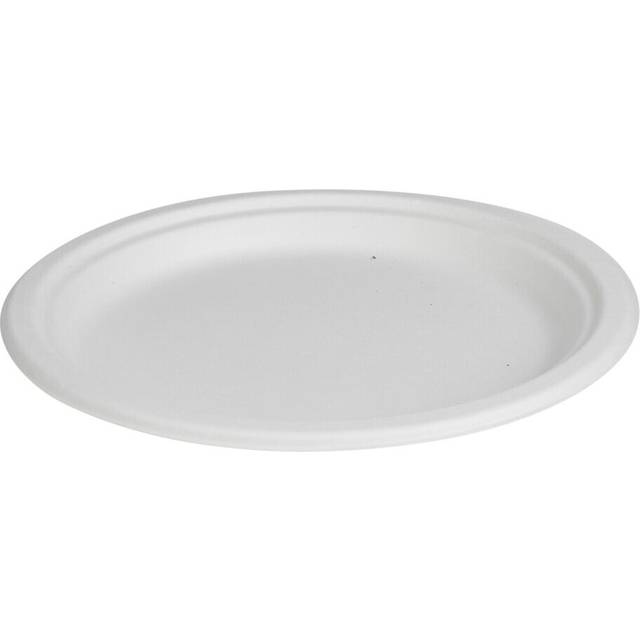 "(100, 9"" Plates) White Disposable Paper Bowls Plates Biodegradable"