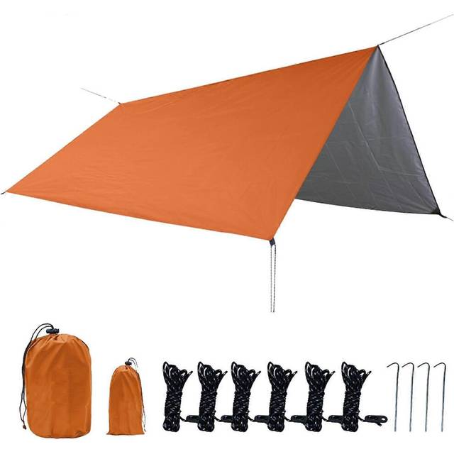 (Colour, One size) 10 x 10 FT Sail Canopy Waterproof Rain Fly Sun Shade UV Resistant Heavy Duty Sand Sunshade With Pegs Rope Storage Bag for Outdoor P