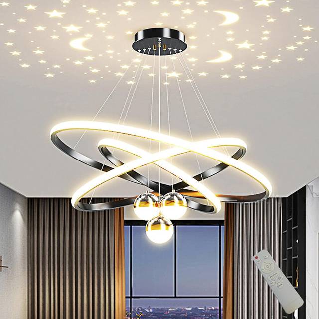 (Three Rings  Gold 135W) Hall Chandelier Modern Simple Starry Sky Nordic Bar Lamps