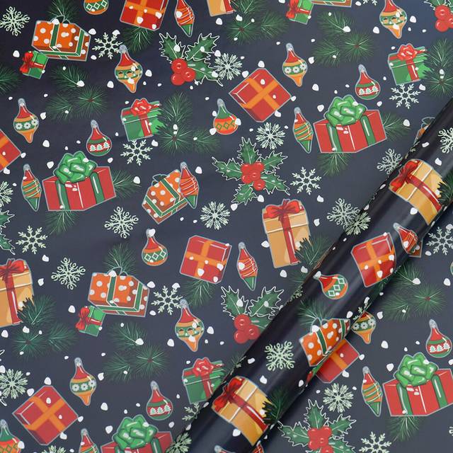 (Christmas gift box*30) New glossy coated paper Christmas gift wrapping paper Cartoon snowman Christmas tree gift wrapping paper