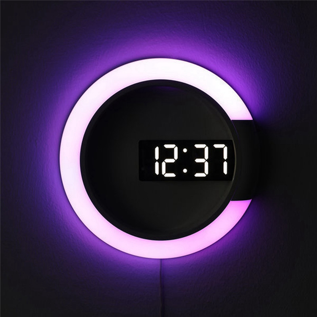 WuLinshop LED Digital Wall Clock Display Temperature 7 Colors