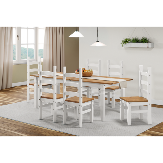 Mercers Furniture Corona White Large Extending Dining Table & 6 Chairs, White